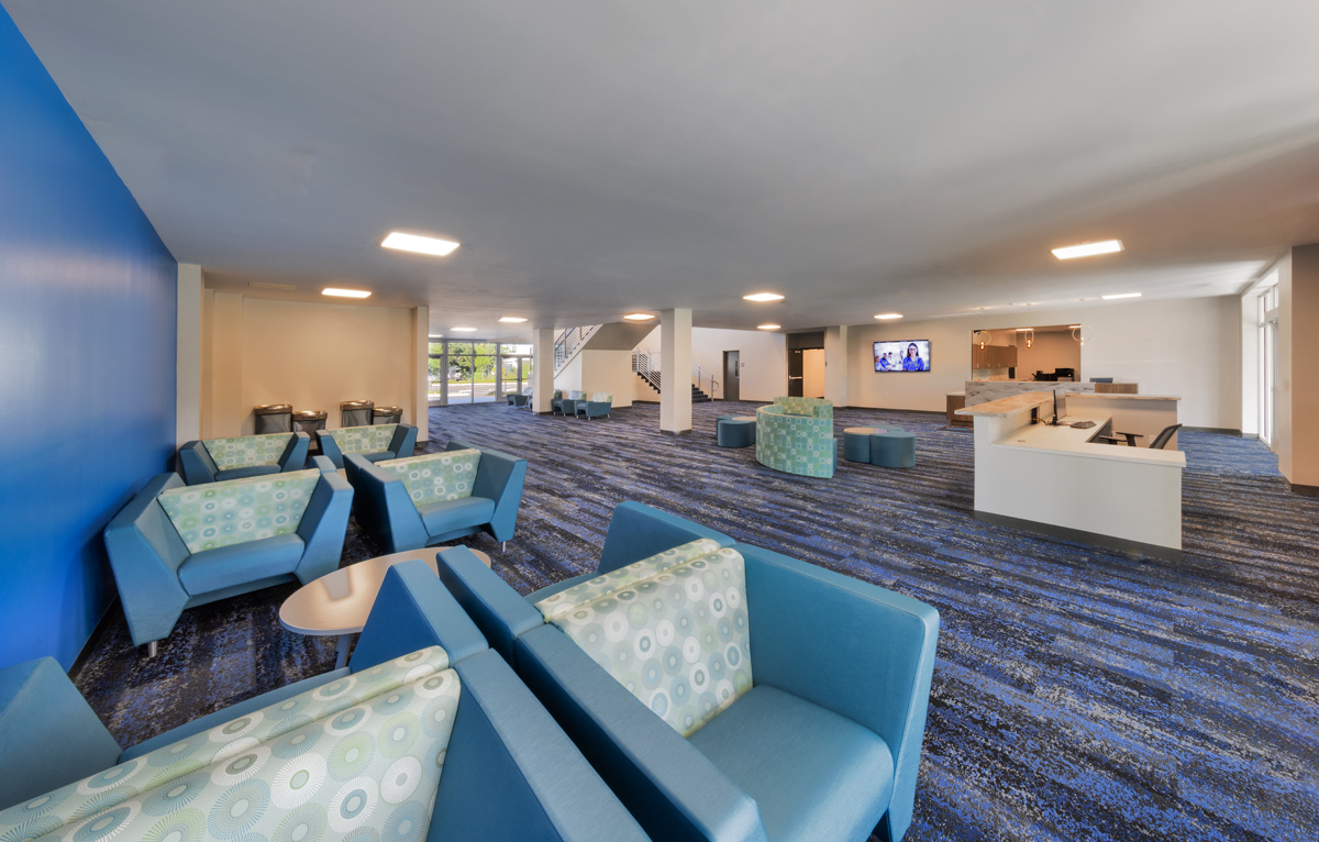 Interior design lobby view of the College of the Florida Keys in Key Largo, FL.